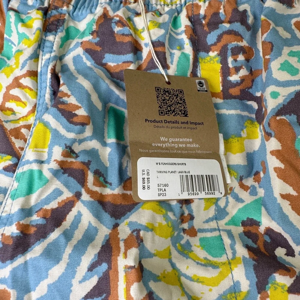 Patagonia Kids FUNHOGGERS Thriving Planet Lago Blue Cotton Shorts Size M (10)